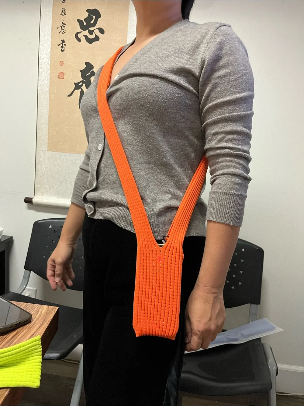 Vibrant Orange Knit Crossbody Phone Sling